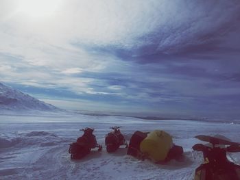 Scenic view of sea against sky during winter