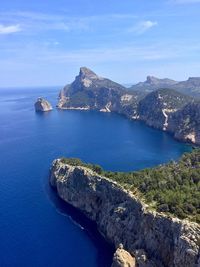 Scenic view of bay against sky