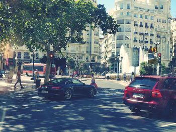 Cars on road in city