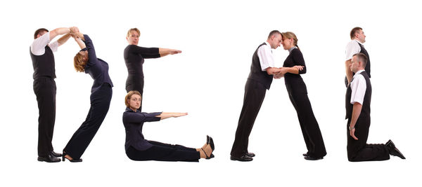 Group of people against white background