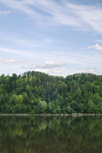 Scenic view of lake against sky during autumn
