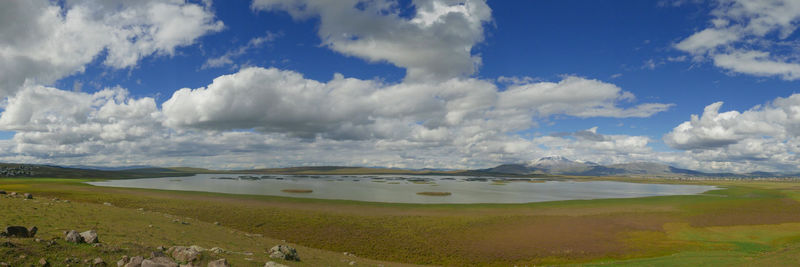 Panoramic view of lake against sky