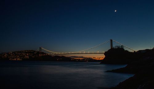 View of suspension bridge at night