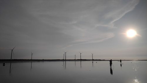 Gaomei wetlands against sky on sunny day