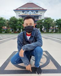 Portrait of boy on road