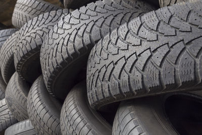 Full frame shot of old tires