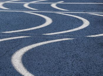 High angle view of zebra crossing on road