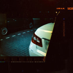 High angle view of car on street at night