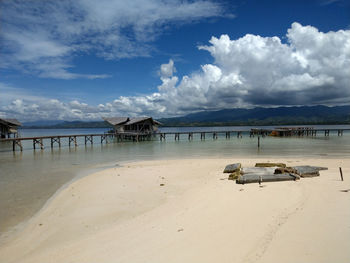 Scenic view of beach against sky