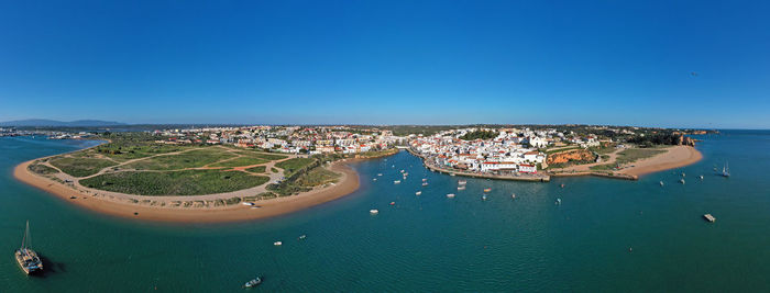 Aerial panorama from the village ferragudo in the algarve portugal