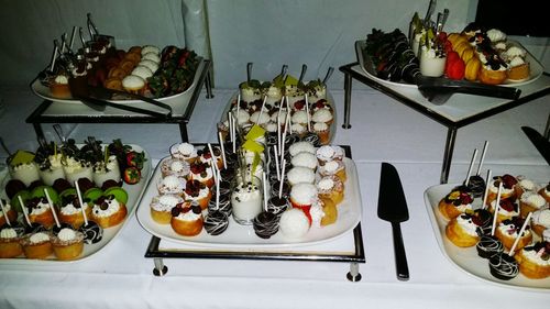 High angle view of sushi in plate on table