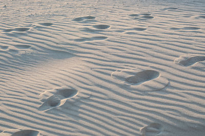 High angle view of sand on beach