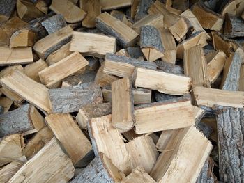 Full frame shot of logs in forest