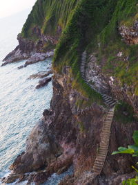 High angle view of rocks on beach