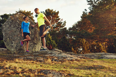 Runners having break, uppsala, sweden
