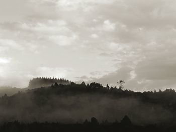 Scenic view of mountains against cloudy sky