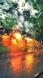 Close-up of water drops on glass