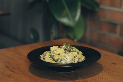 Close-up of salad in plate on table