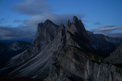 Panoramic view of mountains against sky, seceda, italy