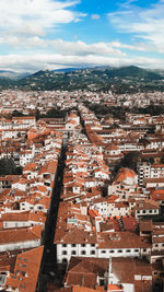 High angle view of townscape against sky