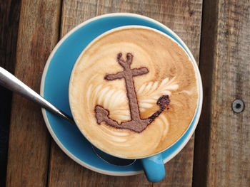 Directly above shot of breakfast served on table