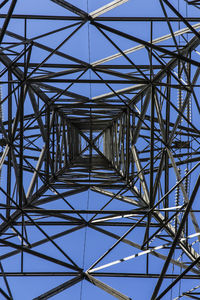 Directly below shot of electricity pylon