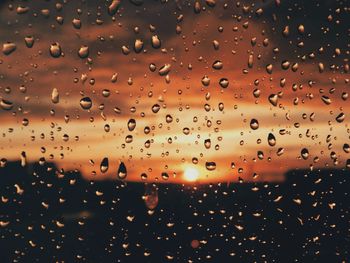 Full frame shot of raindrops on window