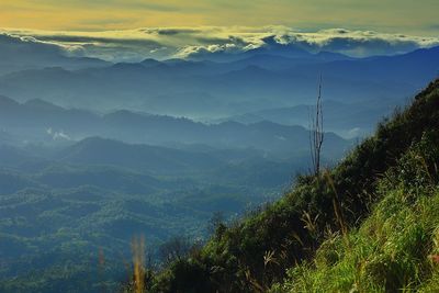 Scenic view of mountains against sky