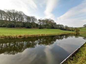 Scenic view of lake against sky