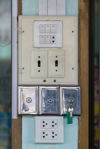 Close-up of telephone booth