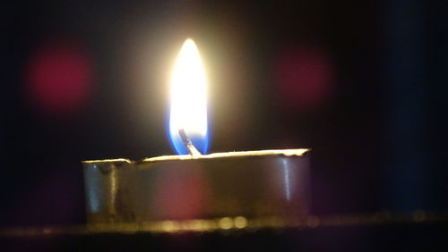 Close-up of illuminated candle