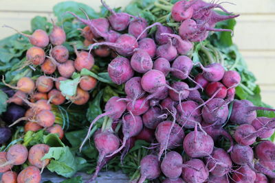 Close-up of fresh strawberries in market