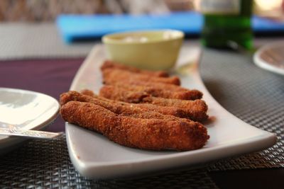 Food in plate on table