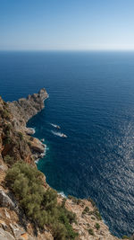 Scenic view of sea against clear sky