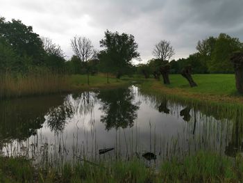 Scenic view of lake against sky