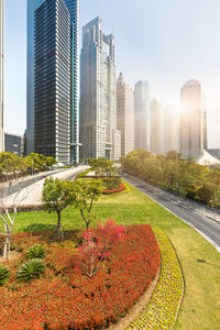 Modern buildings in city against sky