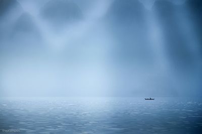 Boat sailing in sea