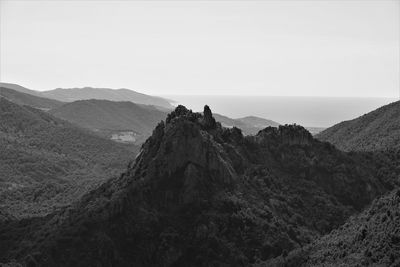 Scenic view of mountains against clear sky