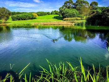 Scenic view of lake against sky