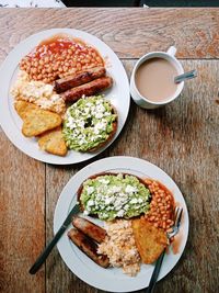 High angle view of food on table