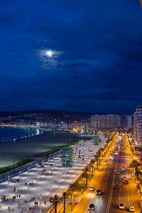 High angle view of city at waterfront