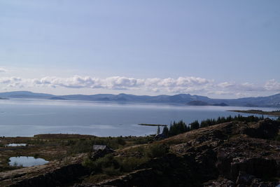 Scenic view of lake against sky