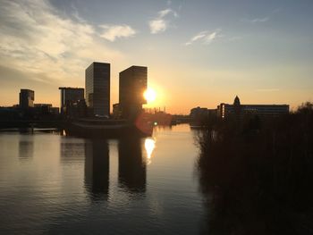 View of city at sunset