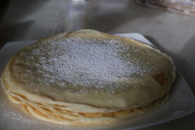 Close-up of crepes on plate