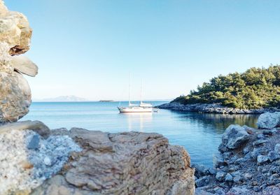 Scenic view of sea against clear sky