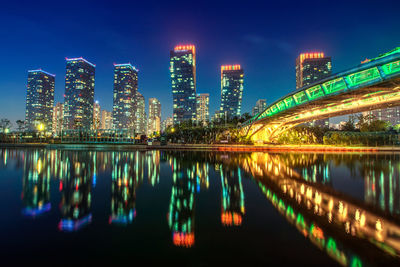 Illuminated city at night