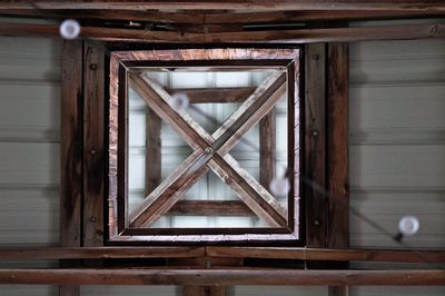 Low angle view of window of building