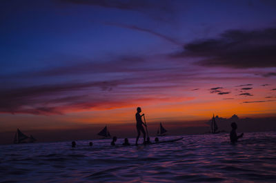 Scenic view of sea at sunset