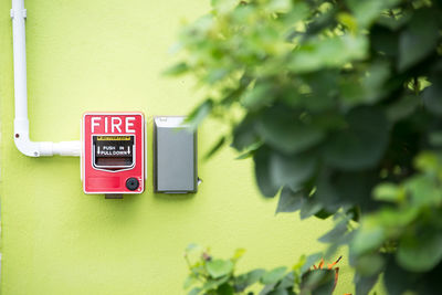 Close up of fire alarm on wall