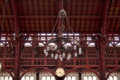 Low angle view of illuminated ceiling